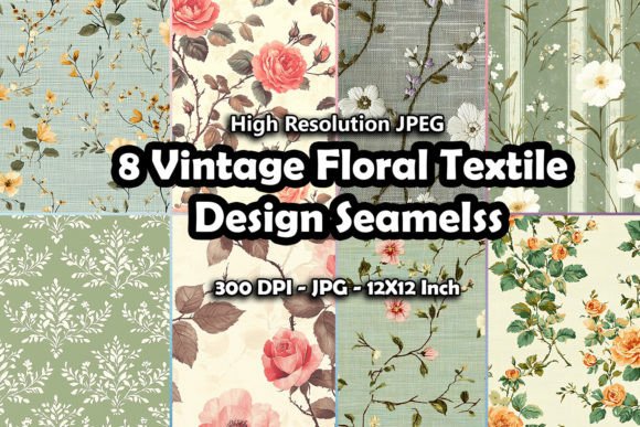 Download 8 Vintage Floral Textile Design Seamelss - Premium Bundle