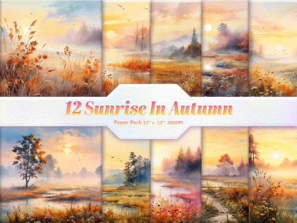 Download Sunrise in Autumn Digital Paper Pack - Autumn Collection
