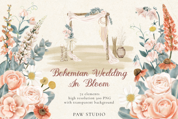 Download Bohemian Wedding Flowers Leaves Clipart - Wedding flowers Collection