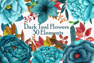 Download Watercolor Clipart WATERCOLOR FLOWERS Autumn Flowers Teal Flowers Wedding Flowers Fall Wedding - Autumn Collection